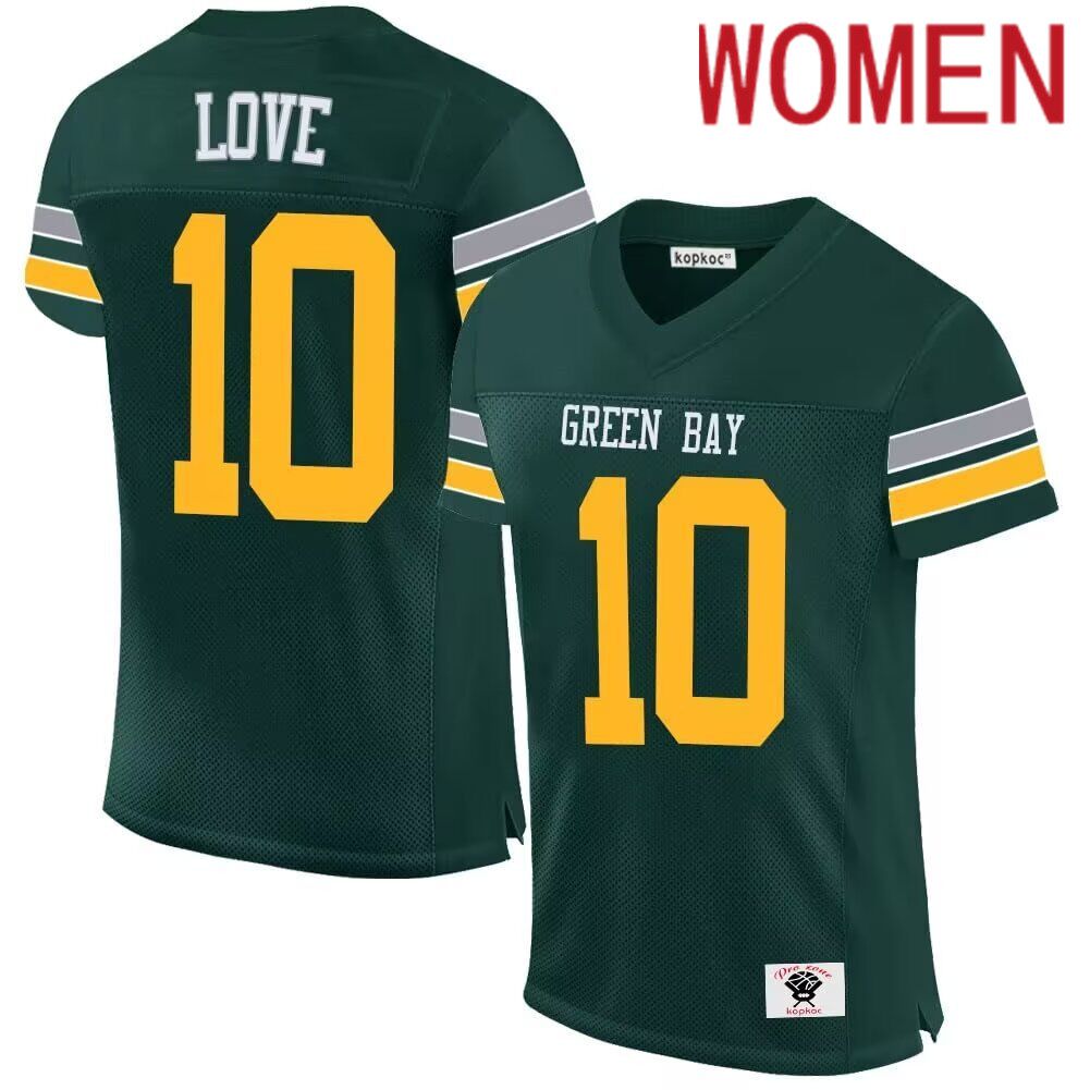 Women  Green Bay Packers #10 Love Nike green limited 2024 NFL throwback Jersey->new england patriots->NFL Jersey